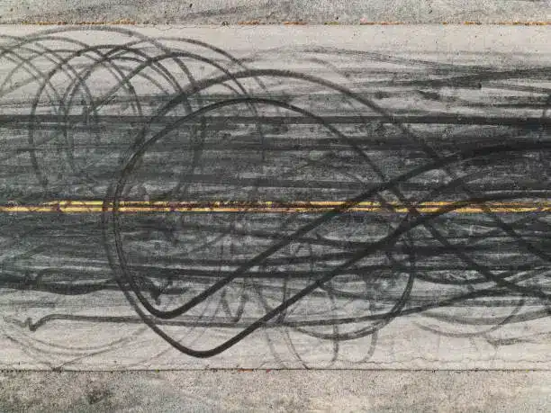 Tire marks on concrete